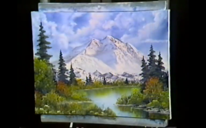 A screenshot showing Bob Ross's completed painting from Season 1, Episode 2